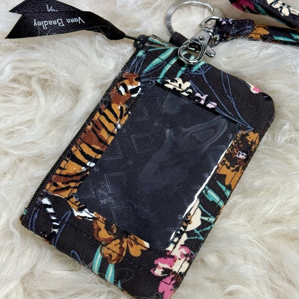 Vera Bradley Bali Jungle Black Floral ID and Card Holder Wallet and Lanyard NWOT - Picture 2 of 5